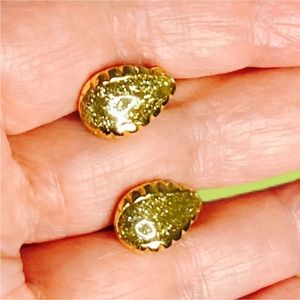 MCM Clip-on Earrings Rhinestone Lime Green Goldtone Setting Brilliant Art Deco